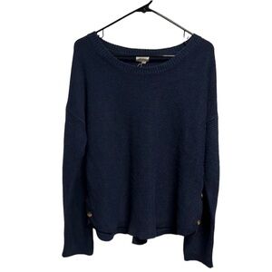 FAT face navy blue  button down side pull over sweater size 12.